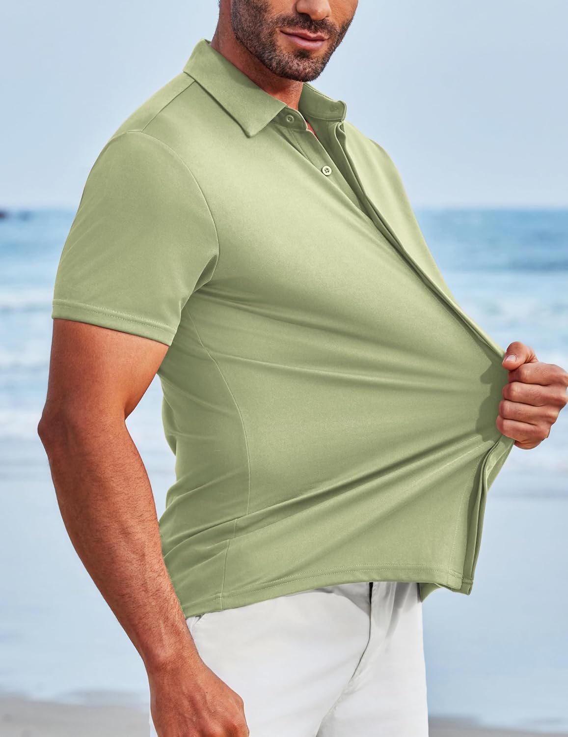 COOFANDY Mens Dress Shirts Button Down Short Sleeve Shirt Summer Shirts Casual Wrinkle Free Muscle Fit Shirts - Image 3