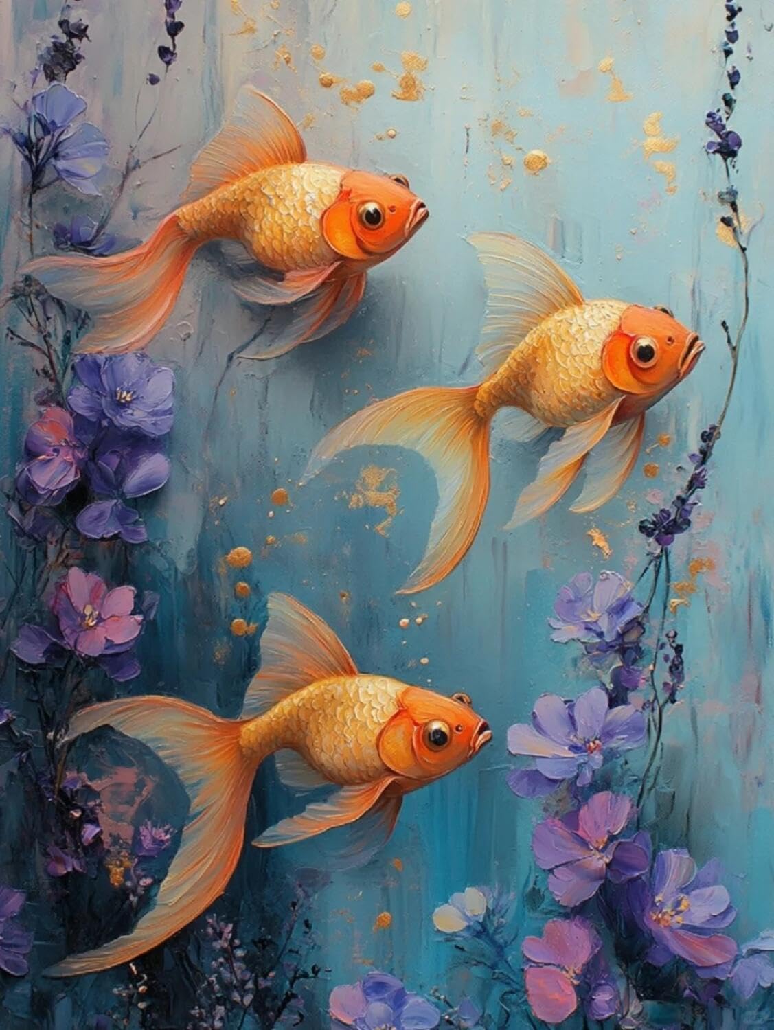 Rqwybcaxn Bead Embroidery Kits Flowers and carp 40x50cm