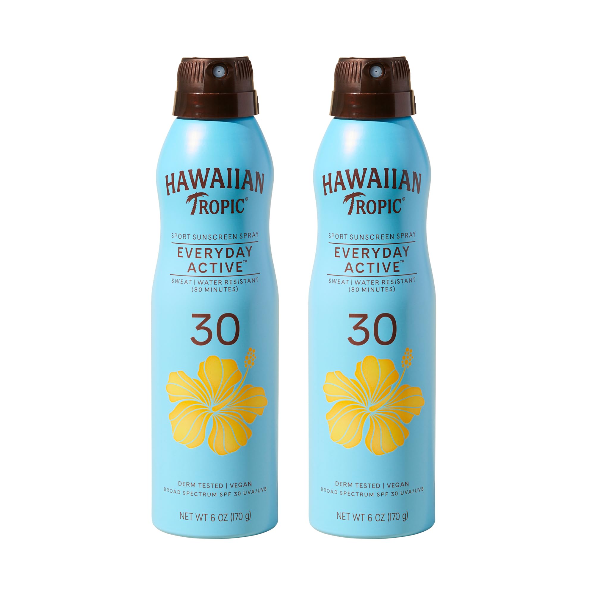 Hawaiian Tropic Everyday Active SPF 30 Sunscreen Spray, 6 Oz (2 Pack)