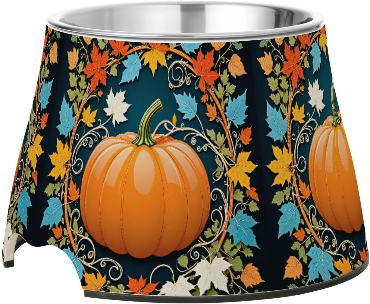 Autumn Fall Pumpkin Maple Leaves Thanksgiving Pet Bowl Elevated Dog Bowls with Stainless Steel, Raised Dog Bowl for Comfortable Feeding and Easy Cleaning, for Pets.23301061