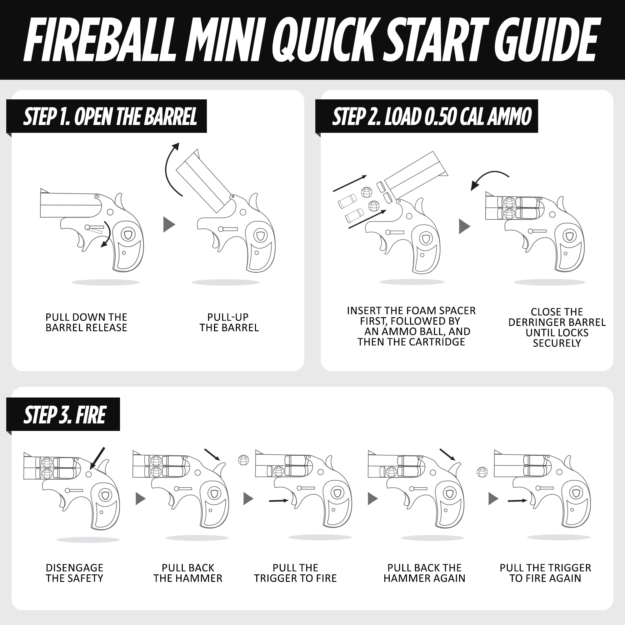 Fireball Mini, il più piccolo lanciatore calibro .50, dispositivo di autodifesa a doppia munizione, dispositivo domestico e di autodifesa, raggio di 15 metri, set di protezione compatto non letale con