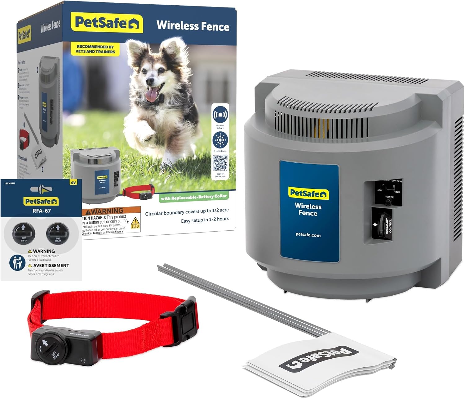 PetSafe Wireless Fence Pet Containment System and Extra Battery Pack Bundle
