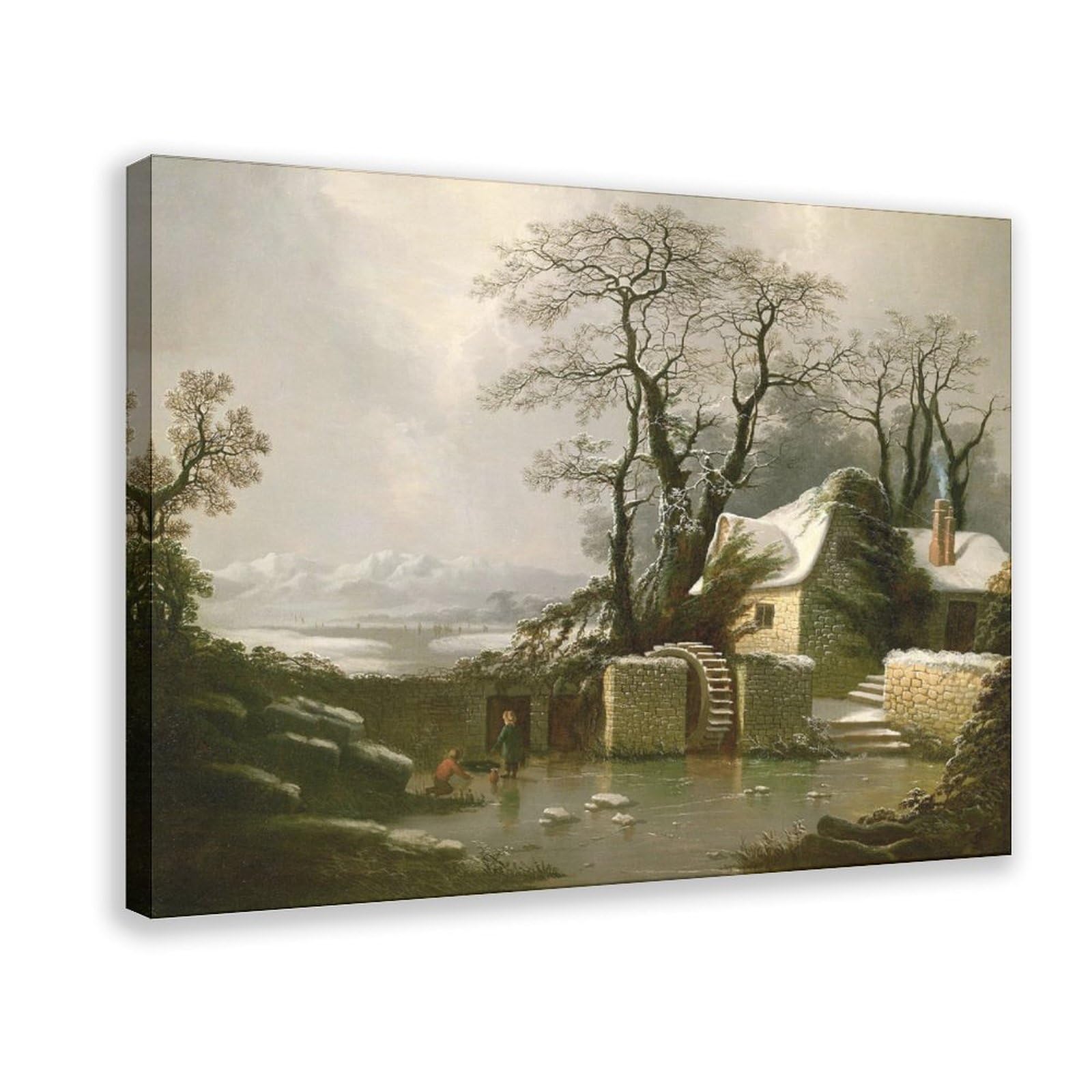 DFJyjFGJJ George, of Chichester Smith,The Frozen Mill Race Photograph Canvas Posters Wall Art Bedroom Office Room Decor Gift 24" L X 36" W