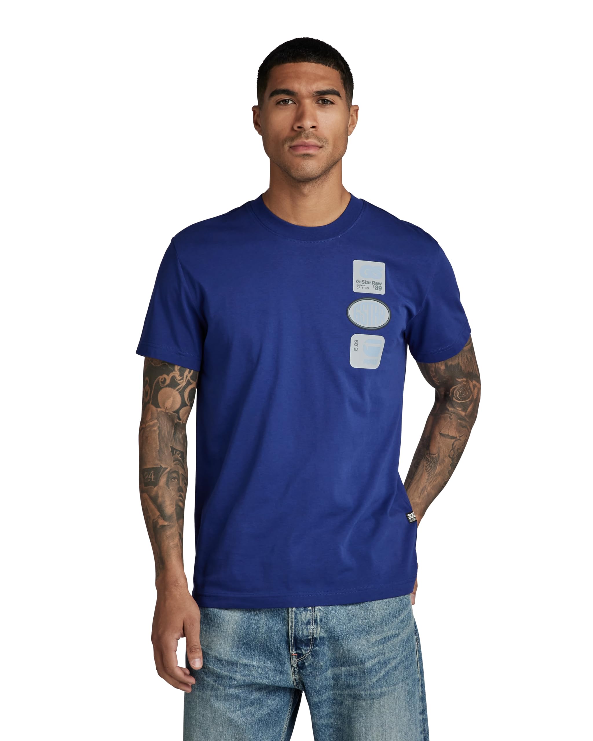 G-Star Men's Multi Badge T-Shirt, Blue (ballpen blue D23903-336-1822), M