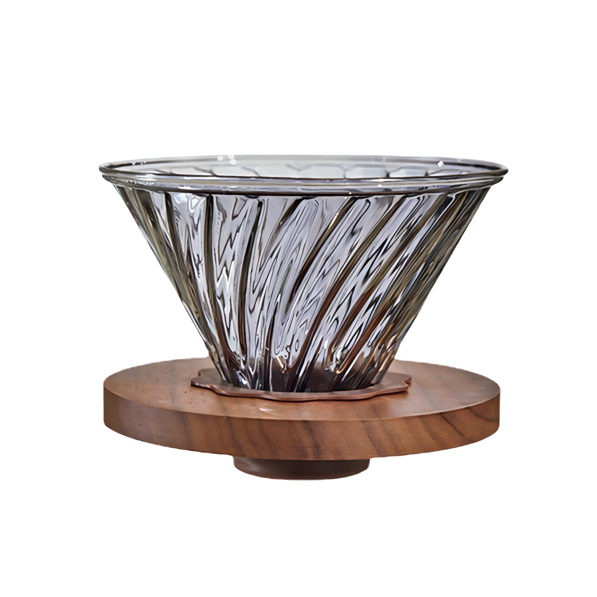 Glass Pour Over Coffee Dripper with Solid Walnut Base, V60 Style Manual Drip Coffee Maker…