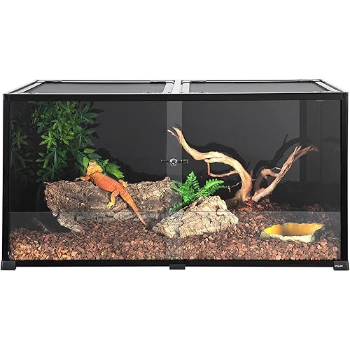 REPTIZOO Large 120 Gallon Reptile Terrarium, Reptile Tank 48" x 24" x 24" Black-Tinted Eco-Terrarium