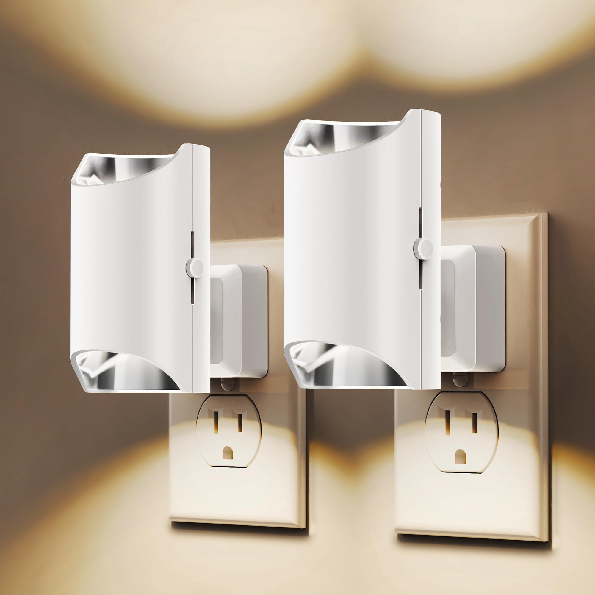 L LOHAS LED Night Light, Night Lights Plug into Wall, Dimmable Night Light 0-100LM, Dusk to Dawn Sensor, Soft White 3000K, Plug in Night Light, Modern Night Light for Hallway Bedroom Stairway, 2 Pack