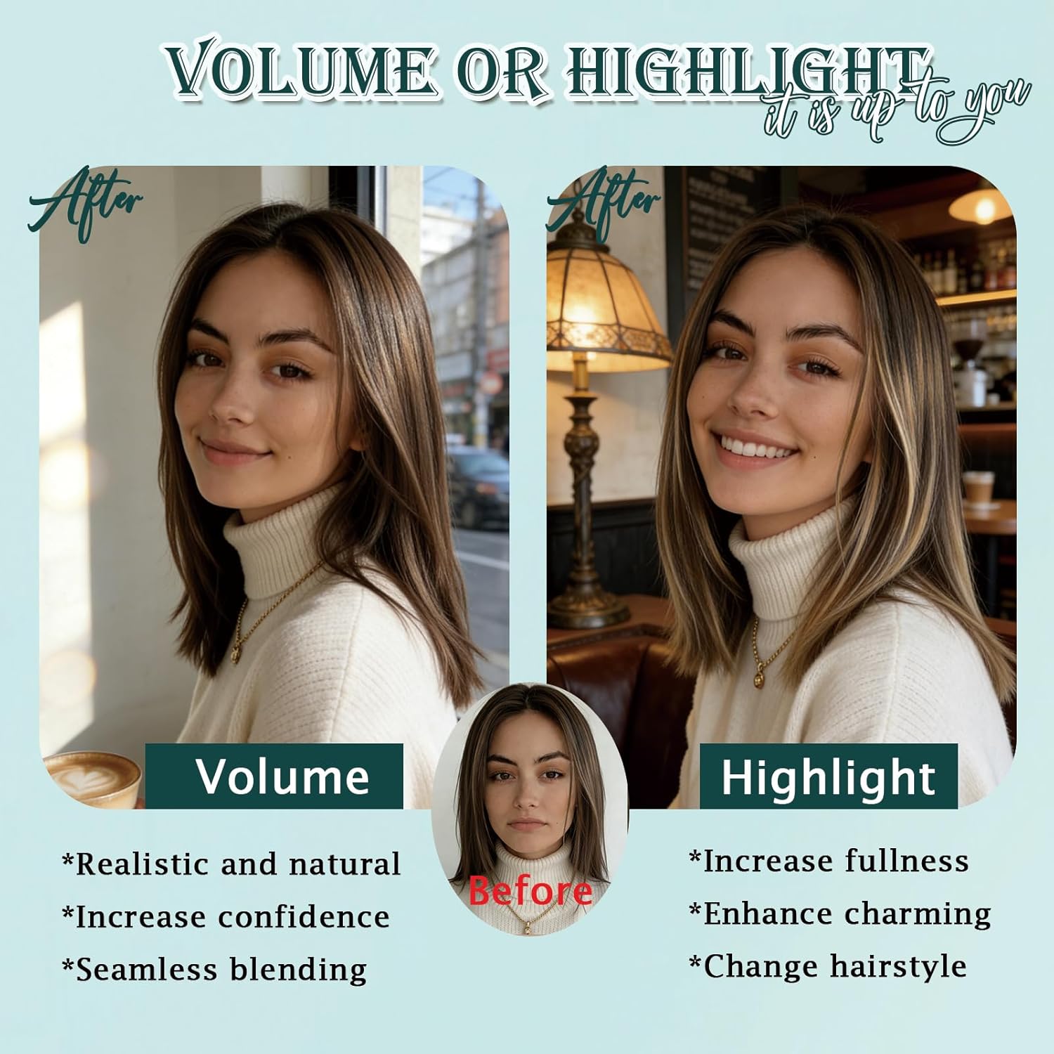 Benehair 6 PCS Clip in Short Hair Extensions 100% Real Human Hair Seamless & Invisible for Women Instant Volume Highlight Length for Daily Use 14" Medium Brown&Dark Blonde