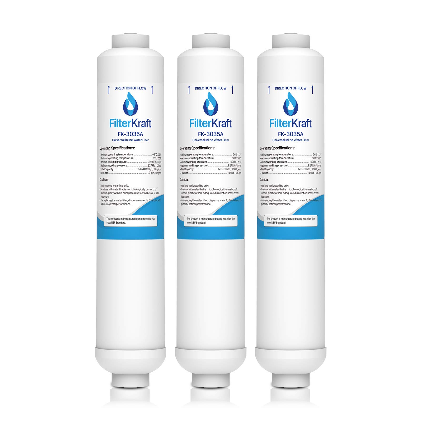 FK-3035A Compatible Fridge Freezer Water Filter Cartridge for Samsung Aqua Pure Plus DA29-10105J, HAFEX, DA2010CB, K32010CB, DA99-02131B (External only), EF9603; LG BL-9808; WSF-100 (3)