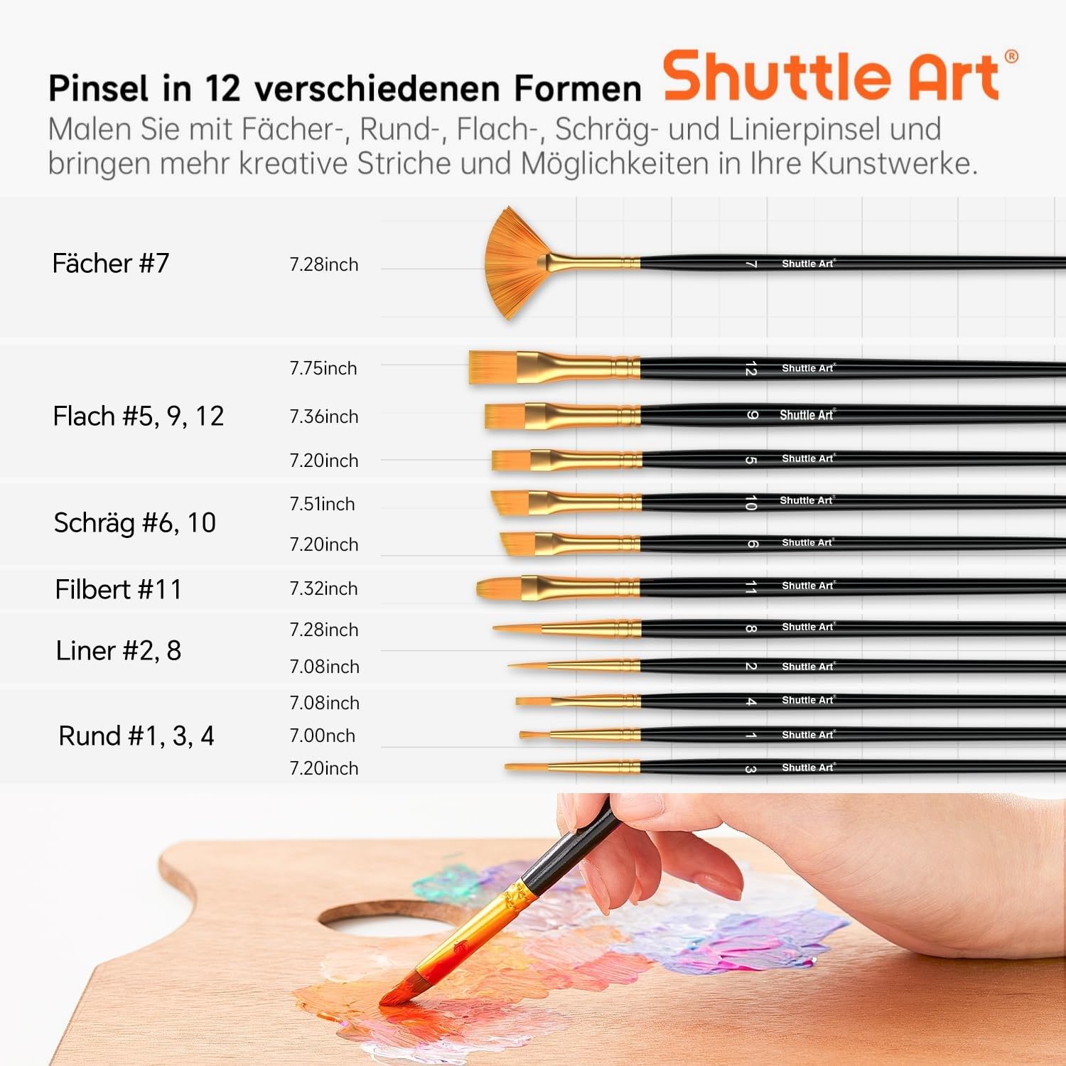 Shuttle Art 36 Acrylfarben Set + 15 Leinwände auf Keilrahmen, 36 Acrylfarben in Flaschen (je 60ml) mit 12 Pinselset, 10 x 10, 13 x 18, 20 x 25, 23 x 30, 28 x 36 cm weiße Leinwände zum Bemalen, je 3 St