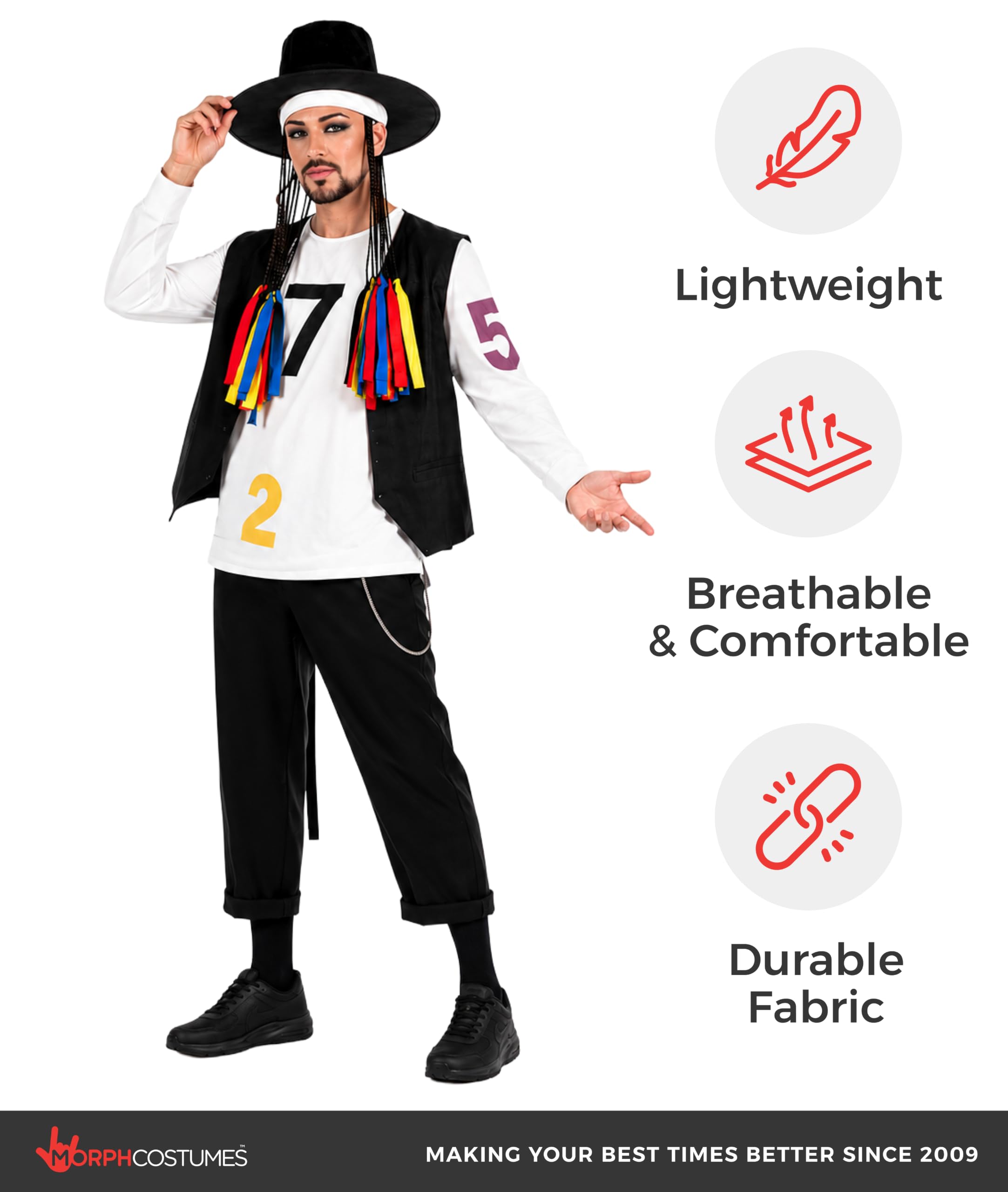 Fun Shack Pop Star Costume Anni 80, Costume Pop Star Anni 80, Costume George Anni 80, Costume Carnevale Uomo Anni 80