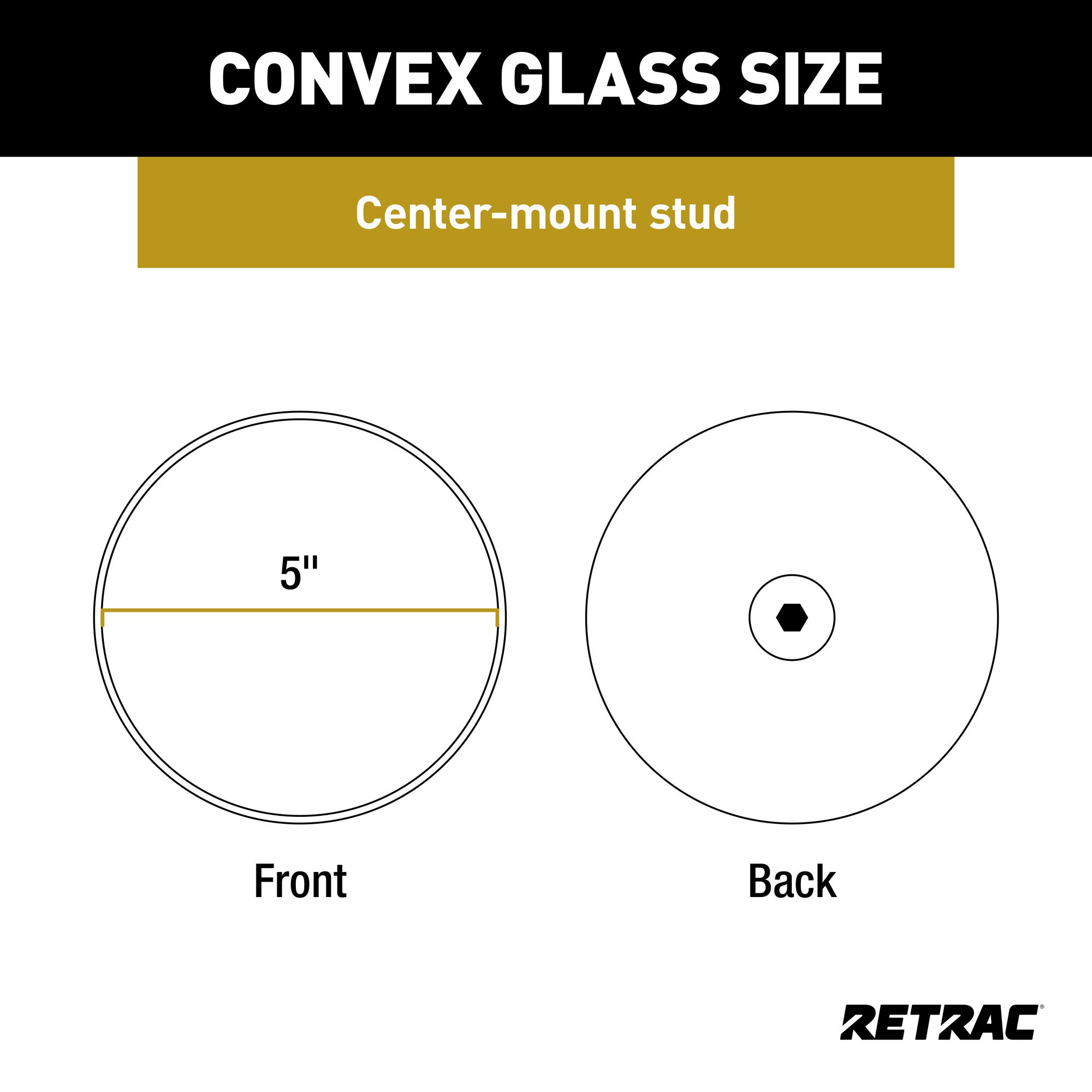 RETRAC 610131 Konvex-Spiegelkopf aus Stahl, 12,7 cm, Schwarz