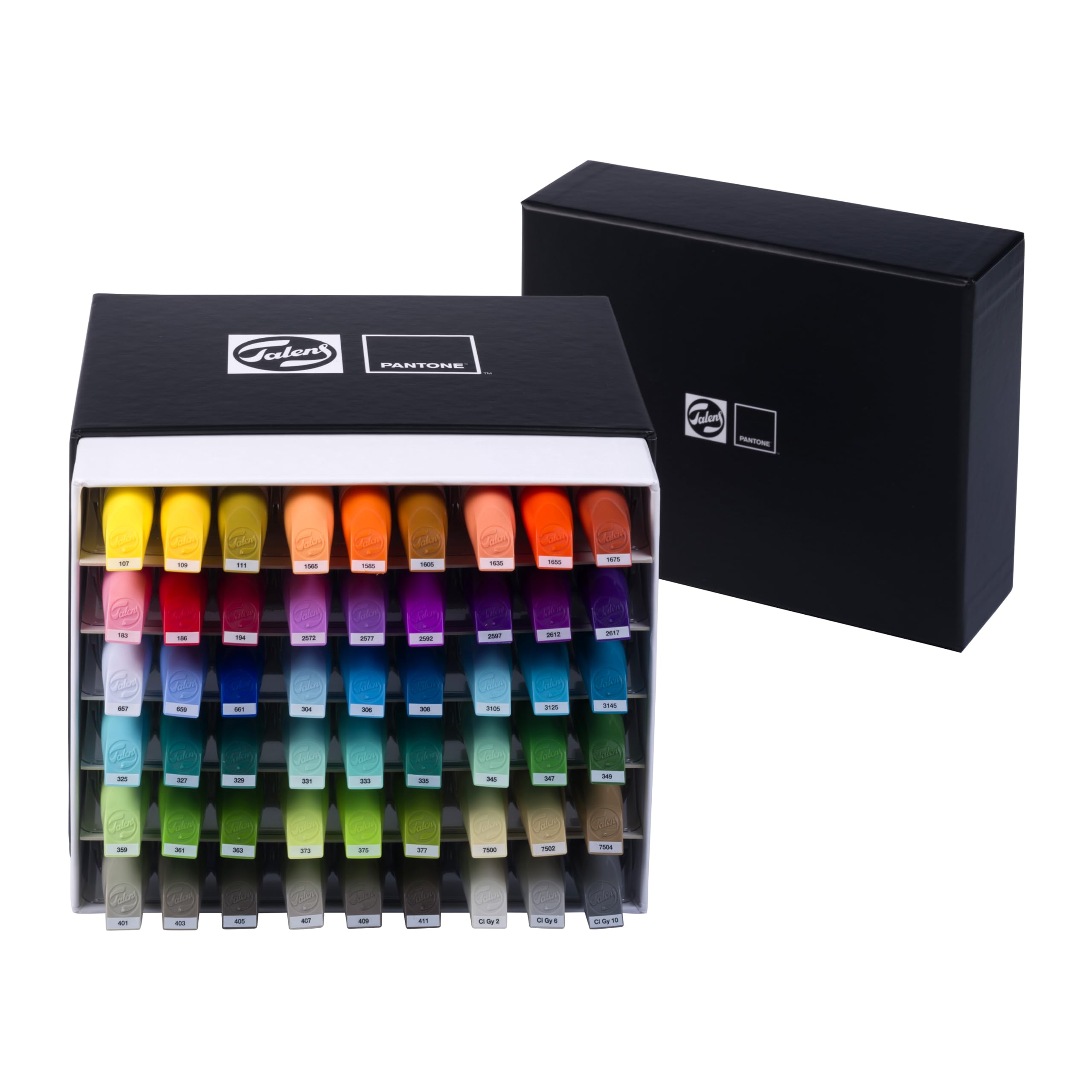 Talens Zestaw 54 markerów Pantone z podwójną końcówką ze szczotką i stalówką dłutową, atrament pigmentowany na bazie wody, w kolorach Pantone