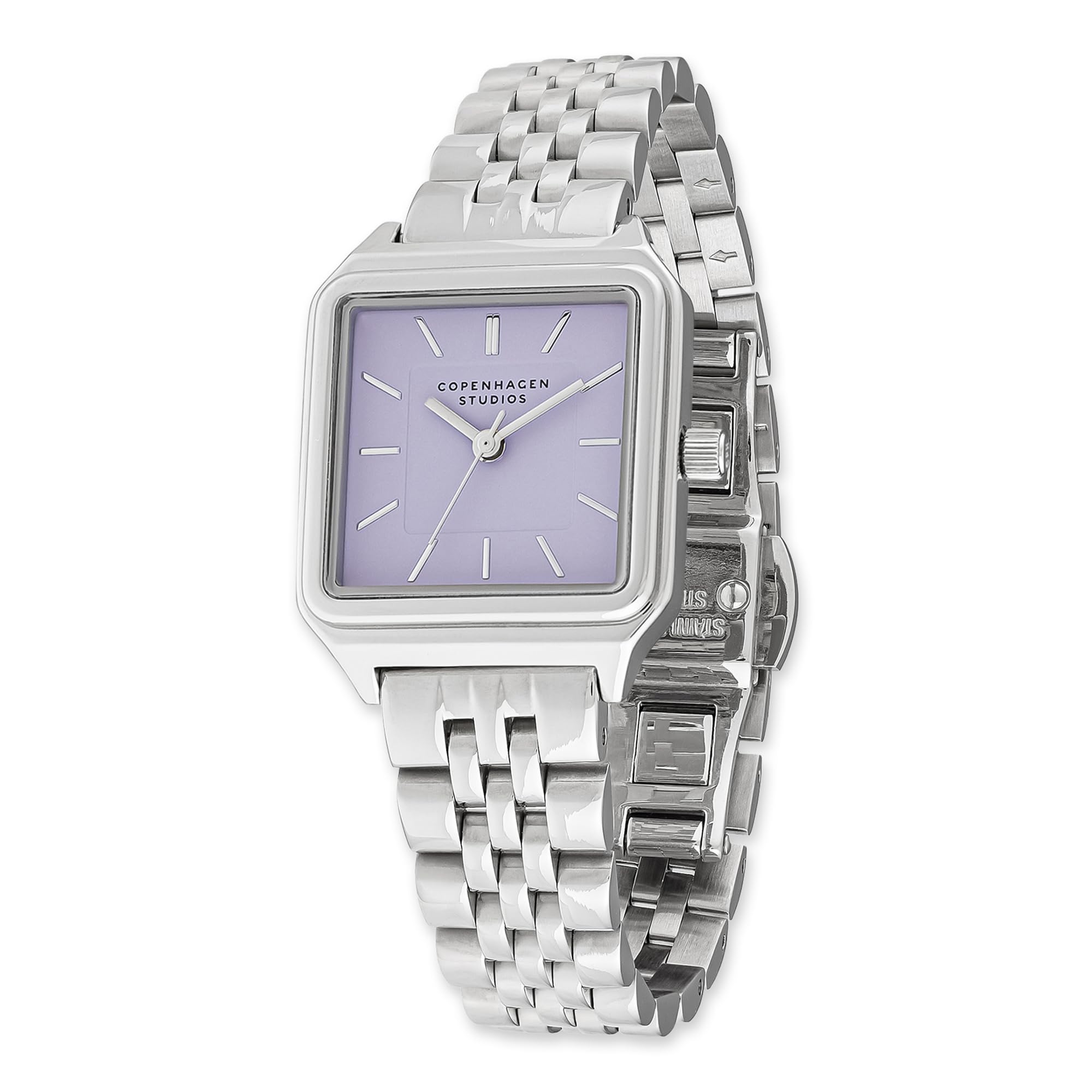Copenhagen Studios Vintage Square Watch - 24 mm - Elegante Damenuhr aus poliertem Edelstahl mit Quarzwerk - analoge Armbanduhr - 5 ATM wasserdicht - Kratzfest