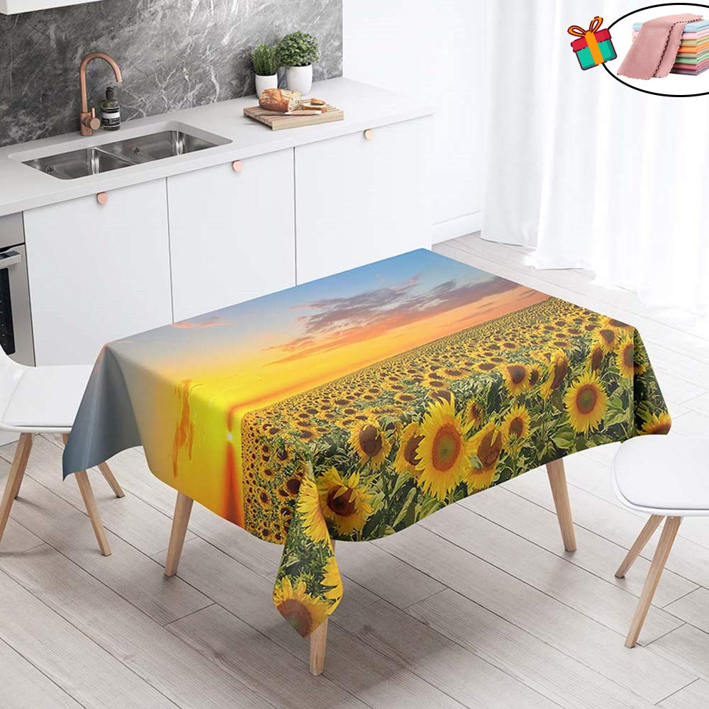 Morbuy Yellow Sunset Waterproof Table Cloths Rectangle, Stain Resistant Square Tablecloth Wipe Clean 3D Print Table Cover For Home Kitchen Dining Garden Kids Party Decorative (,60X60cm)