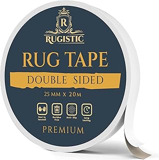 Carpet Tape Double Sided Heavy Duty Rug Tape - Adhesive Double Sided Tape for Multi Surfaces - Rug Gripper Tape for Wooden & Laminated Floors - Strong Rug Tape for Carpet