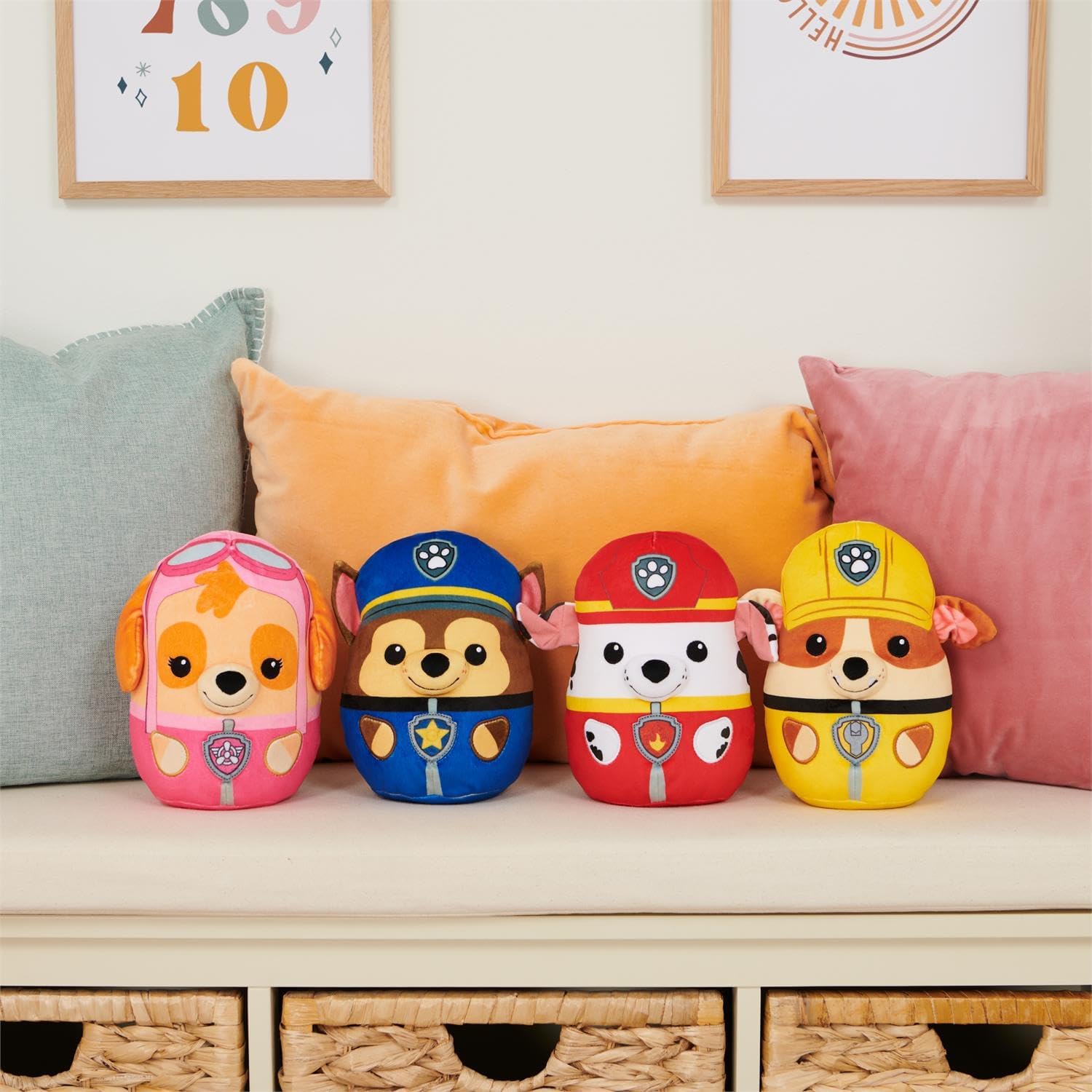 Paw Patrol Toys - Character Squish Stuffed Animal Sitting Plush - Rescue Pup in Uniform Keepsake Gifts (Marshall Squish Plush 8 Inch)