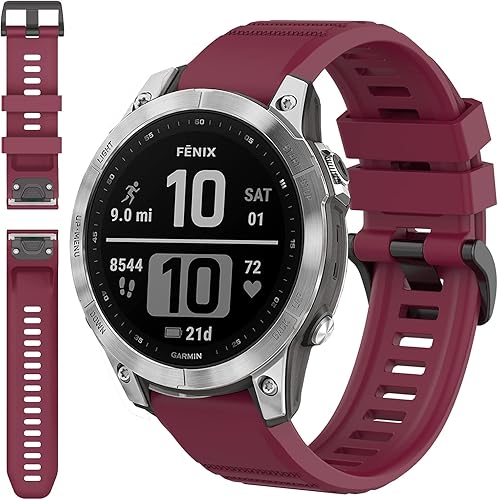 Miimall Correa de repuesto compatible con Garmin Fenix 7 Band de ajuste fácil de 0.866in de ancho, silicona suave, impermeable, para Garmin Fenix 77