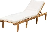 Christopher Knight Home Ariana Acacia Wood Chaise Lounge with Cushion, Teak Finish - Outdoor Poolside Relaxer