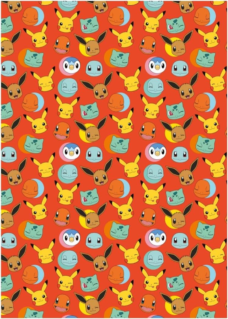 Pokemon Wrapping Paper 3 Rolls of 4M Roll Wrap - 12M Total of Pokemon Gaming Gift Wrap Birthday