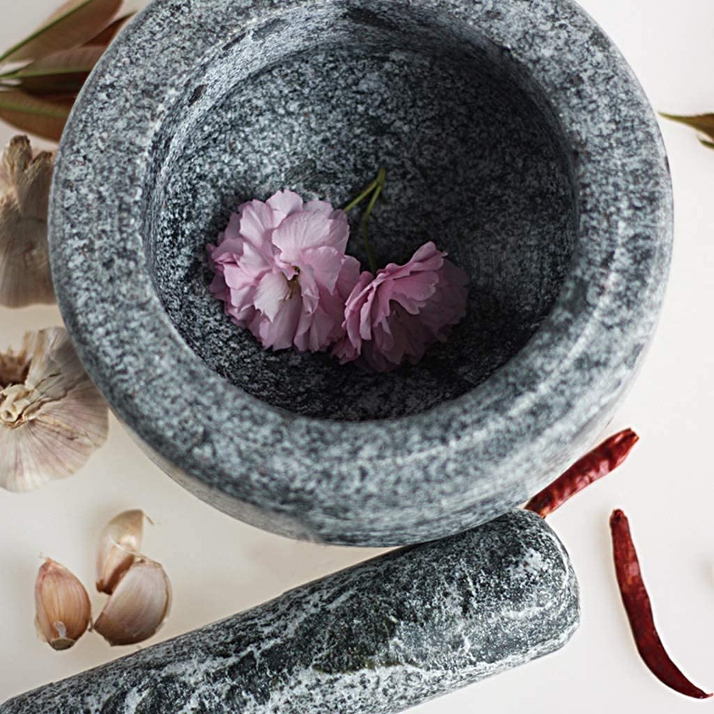 Ensemble mortier et Pilon en Pierre Naturelle, Bol, Pot, ustensile de Cuisine, broyeur d'herbes