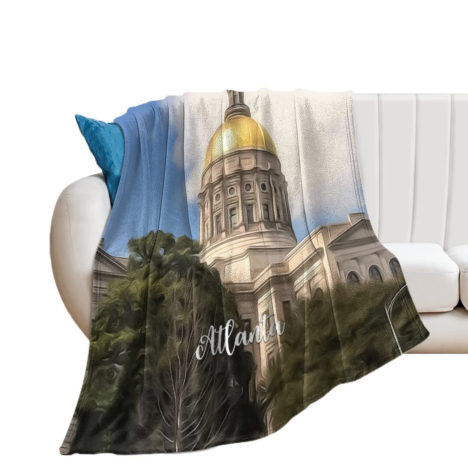 Couverture en flanelle Atlanta douce et pelucheuse - Plaid chaud pour lit 127x152