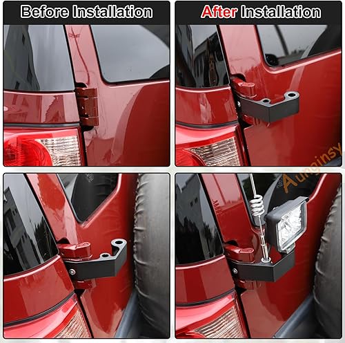 Miniatura 5 de Soporte de antena para portón trasero de automóvil, compatible con Toyota FJ Cruiser 2007-2021, soporte de antena para portón trasero, foco LED,