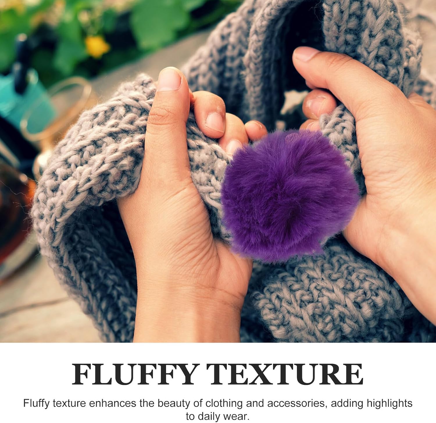 ibasenice 30pcs Faux Fur Pom Poms Craft Balls with Elastic Loop, 8cm Fluffy Keychain and Fuzzy Hair Ties for DIY Knitting Hats, Scarves, Gloves, Shoes, and Bags,