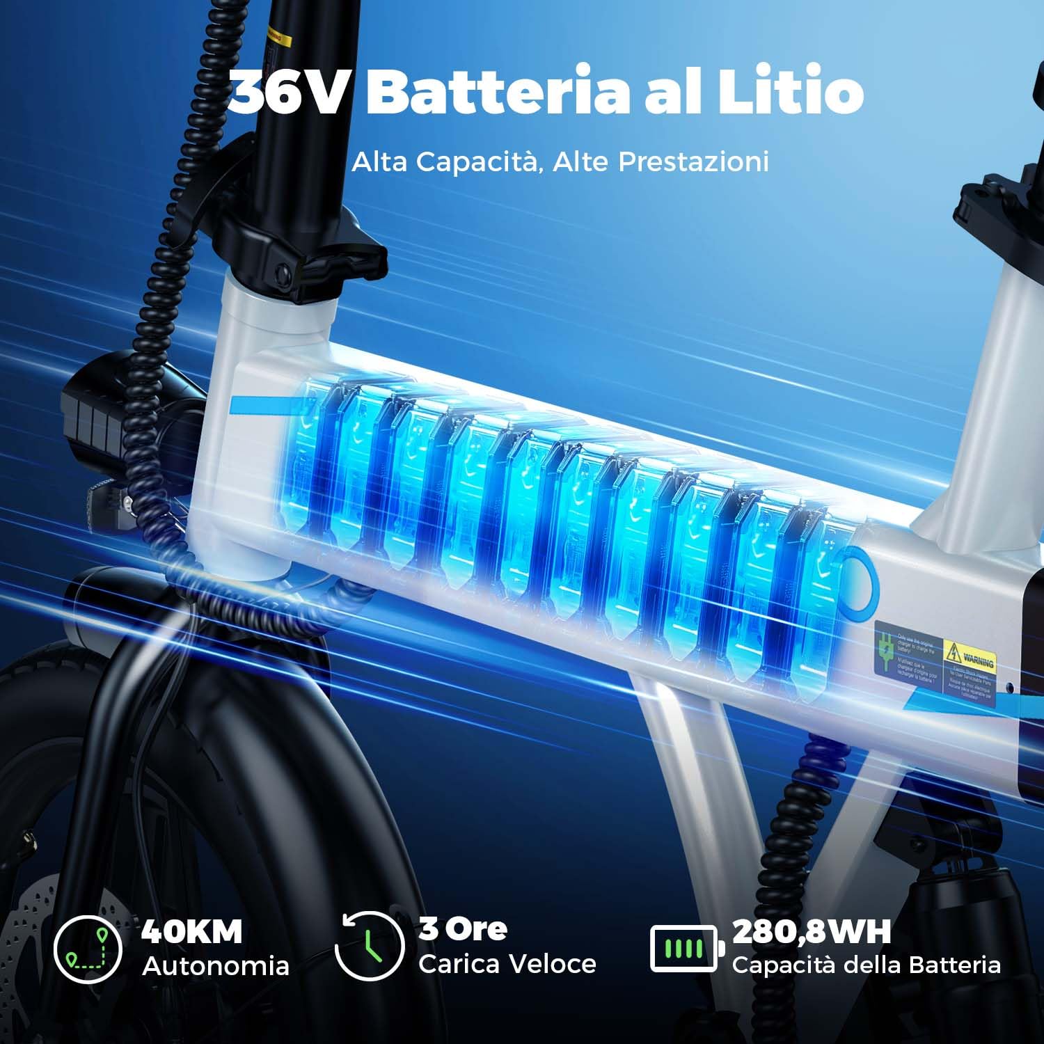 Finbike U1/EB1 Bici Elettrica Pieghevole, 14" Bici Elettrica da 280.8 WH Batteria, Autonomia di 40 KM, Motore 250W, E-Bike per Adulti E Adolescente, Carga 150kg, 10/15/25KM/H, Pendolarismo Quotidiano