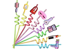 Reusable Plastic Straws for Pink Makeup Party Favors
