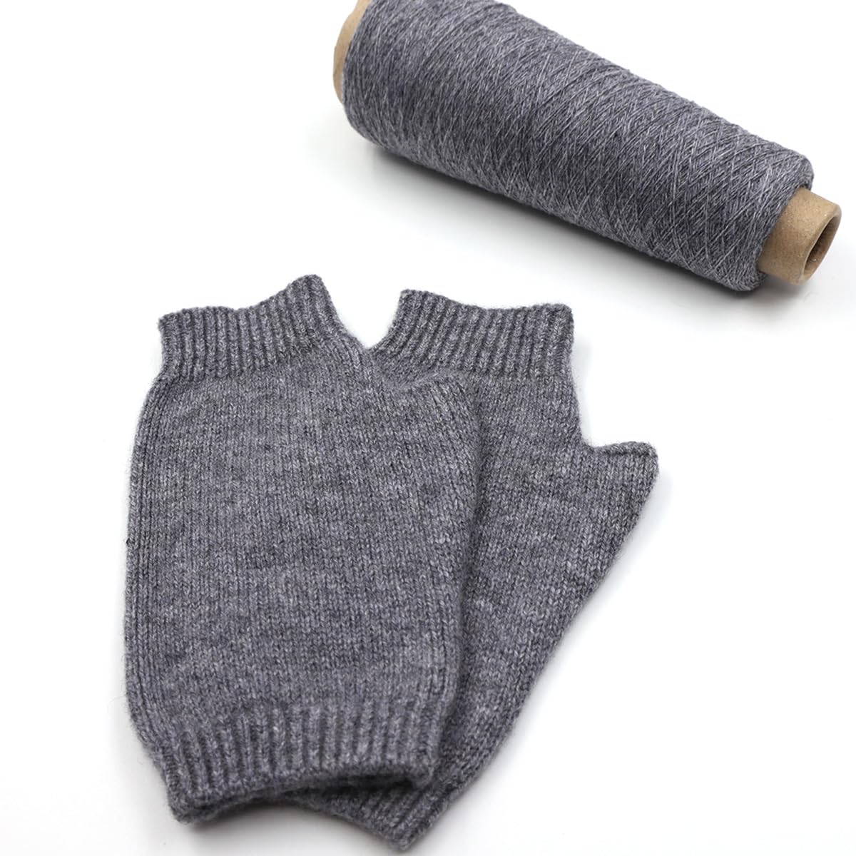 iMongol Pure Cashmere Women Men Unisex Fingerless Mittens Gloves Half Fingers, Thumb Hole Thick 3ply Yarn, Made in Inner Mongolian?Dark Grey?