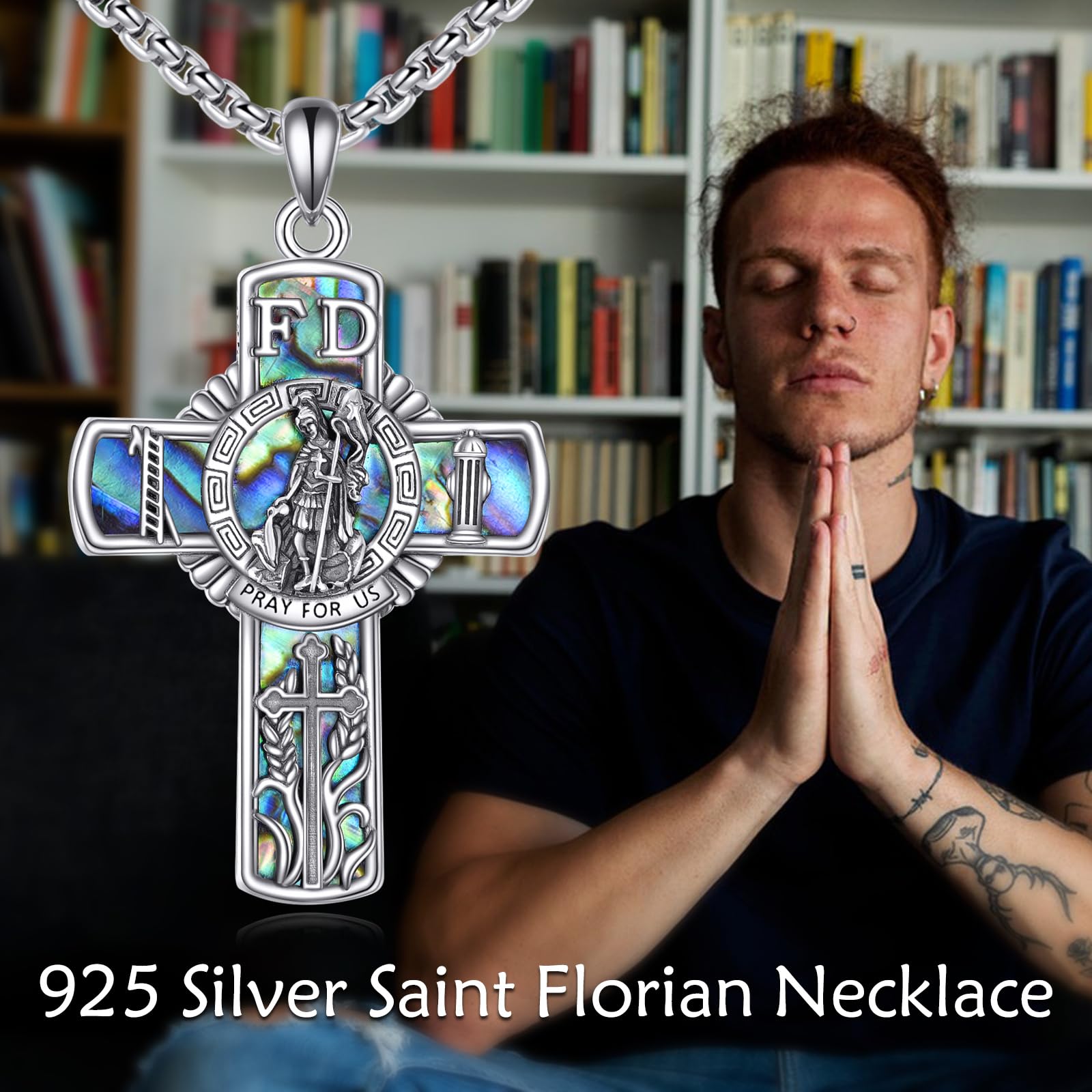 YFN Religiöse Beschützer Halskette Sterling Silber Anhänger Schmuck Geschenk für Herren Damen