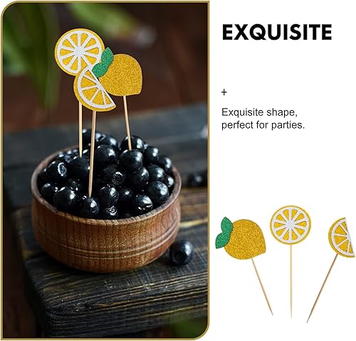 Miniatura 3 de PRETYZOOM 36 piezas de limonada decoración de fiesta de limón decoración de pastel de limón con purpurina para cupcakes frutas suministros de fiesta