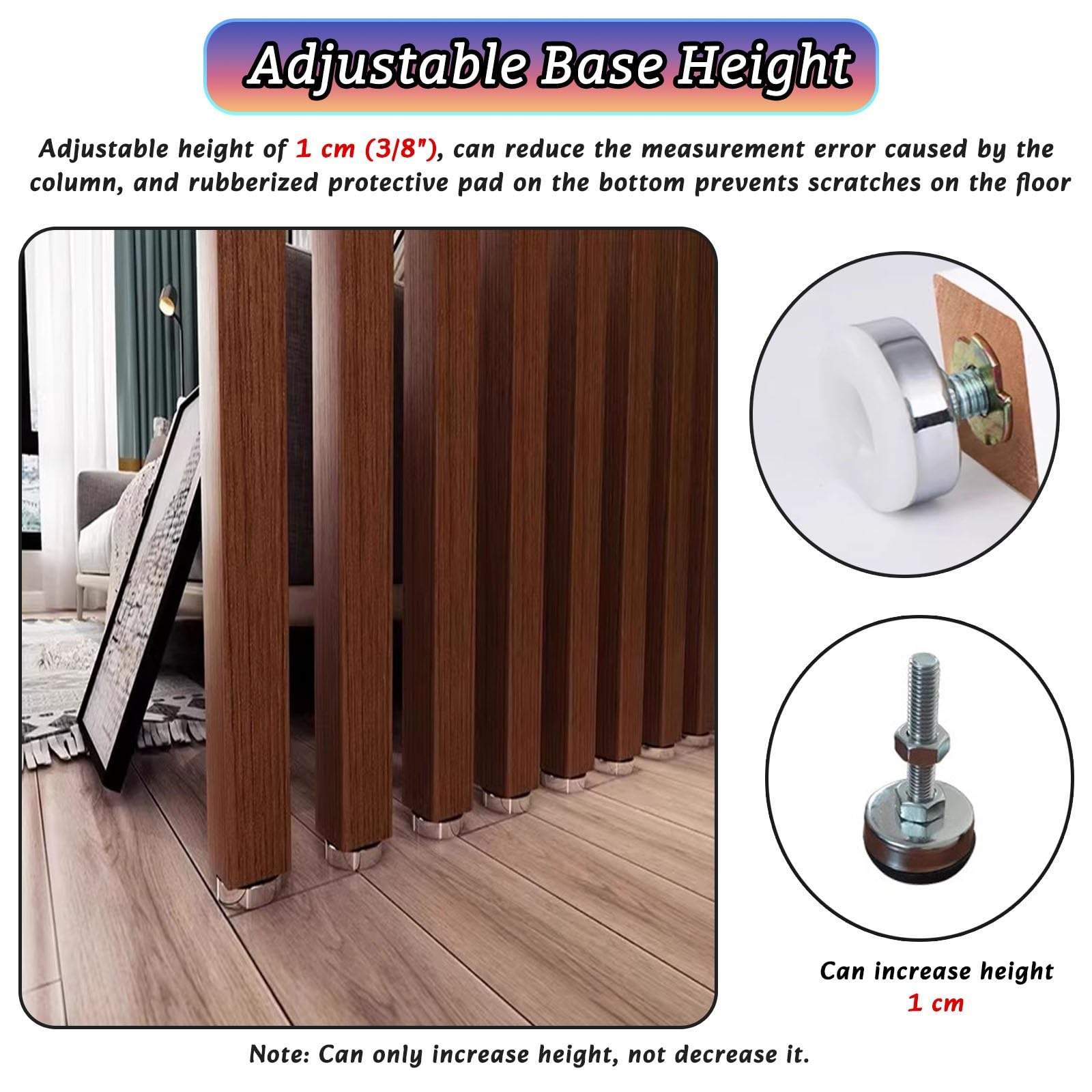 Divisor de Listones de Madera Independiente de Piso a Techo, Pantalla de privacidad Ajustable for pasillos y escaleras(160cmx10pack)