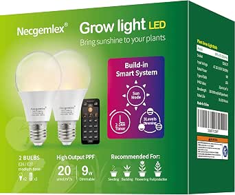 Smart Grow Light Bulbs for Indoor Plants with Programmable Timer and Dimming