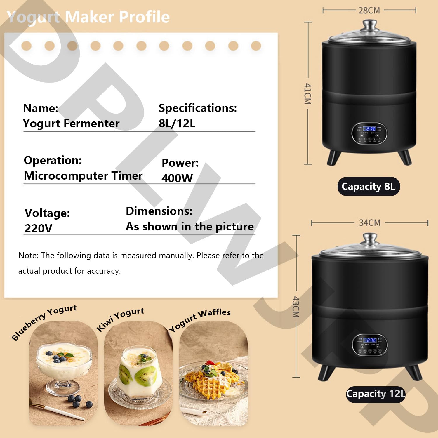 Yogurt Maker con control de tiempo y temperatura, incubadora eléctrica de fermentación para yogur casero y fermentación de ajo negro