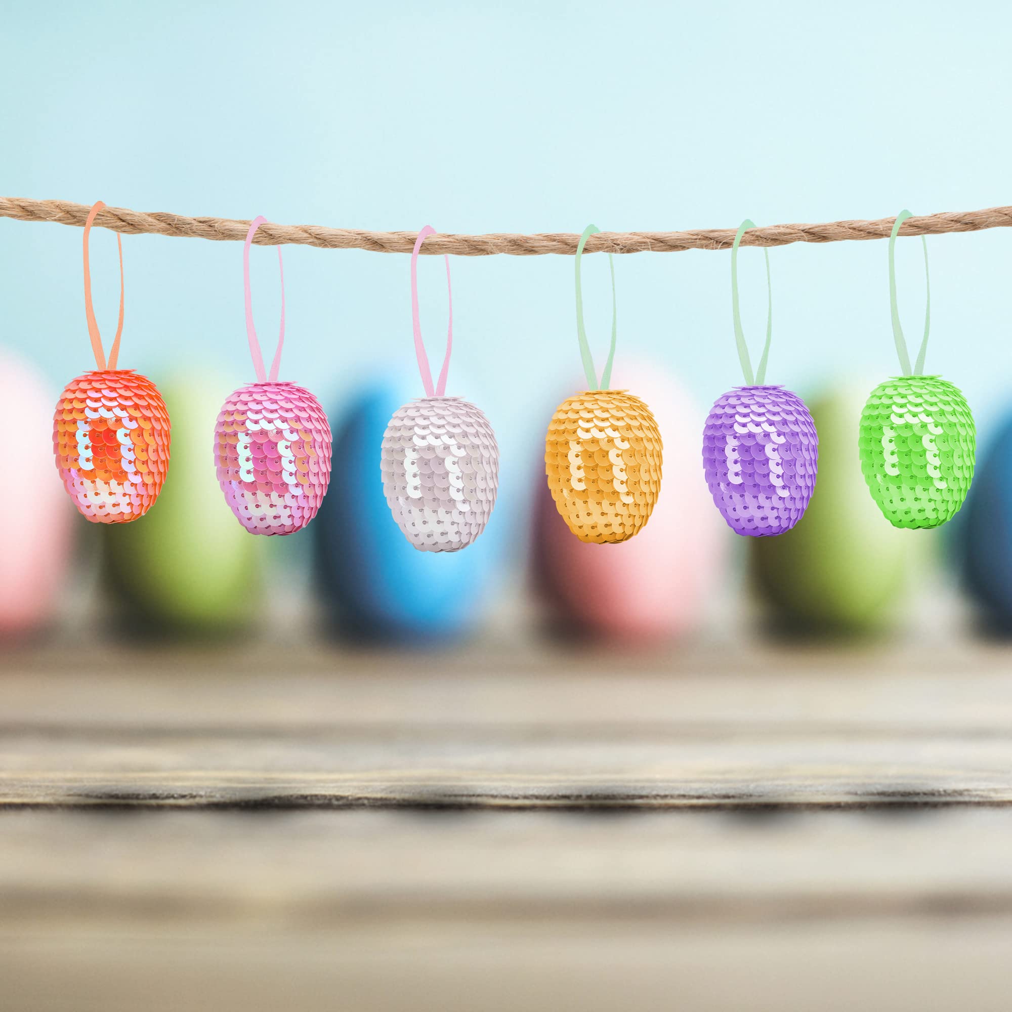 30 uova da appendere con paillettes, decorazioni per uova di Pasqua, in schiuma primaverile, per decorare l'albero di Pasqua, Natale, casa, feste, fai da te, 30 pezzi