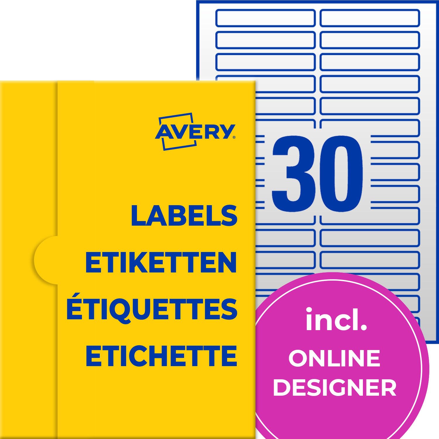 AVERY Zweckform transparente Etiketten (750 Klebeetiketten, 85x14mm auf A4, selbstklebend, Aufkleber zum Bedrucken, wetterfest, Beschriftungen/Produktaufkleber) 25 Blatt, durchsichtig