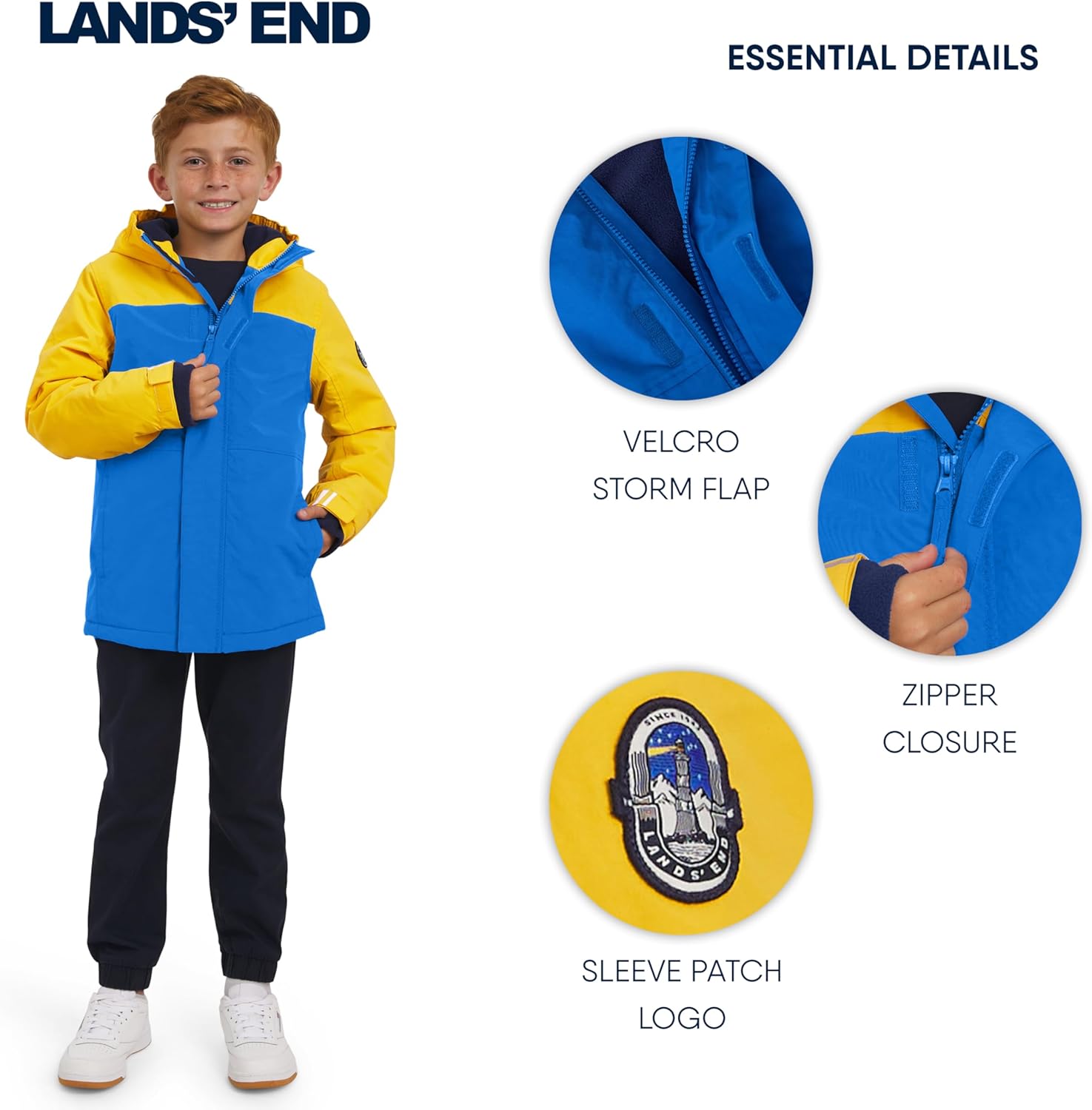 Lands' End Boys' Squall Waterproof Fleece Lined Insulated Jacket - Image 6