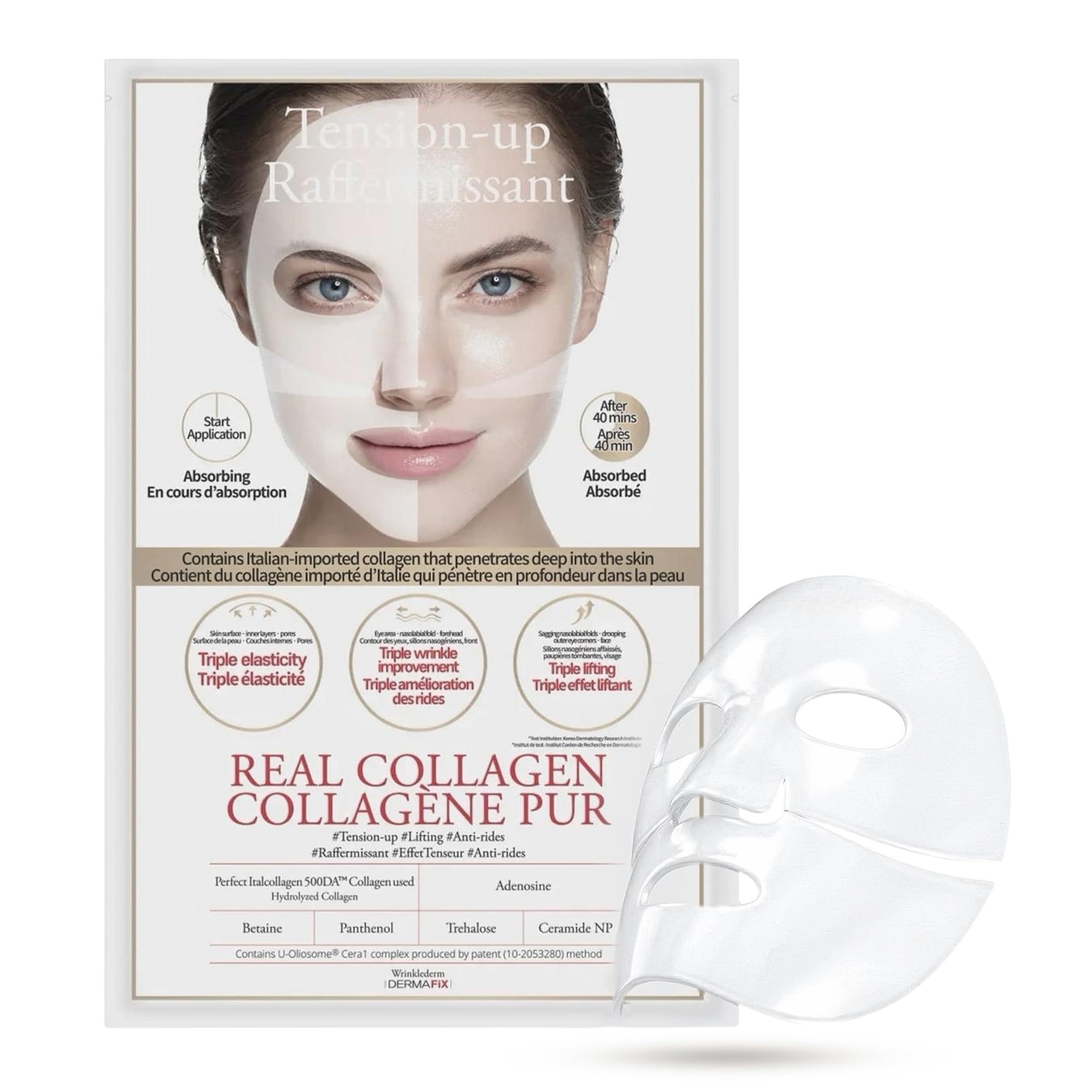 DERMAFIX Real Collagen Face Mask Italian Hydrolyzed Collagen 500Da