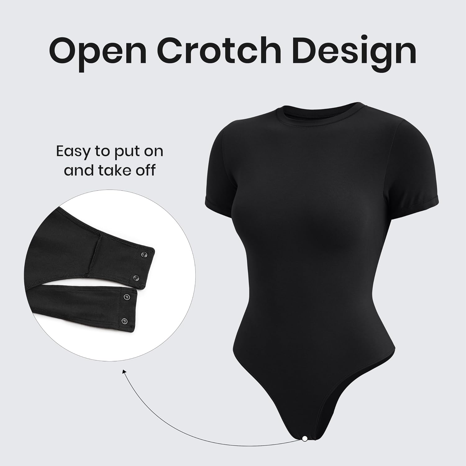 CRZ YOGA Cotton Short Sleeve Bodysuit for Women Casual Basic T Shirts Top Soft Breathable Crew Neck Sexy Thong Body Suit