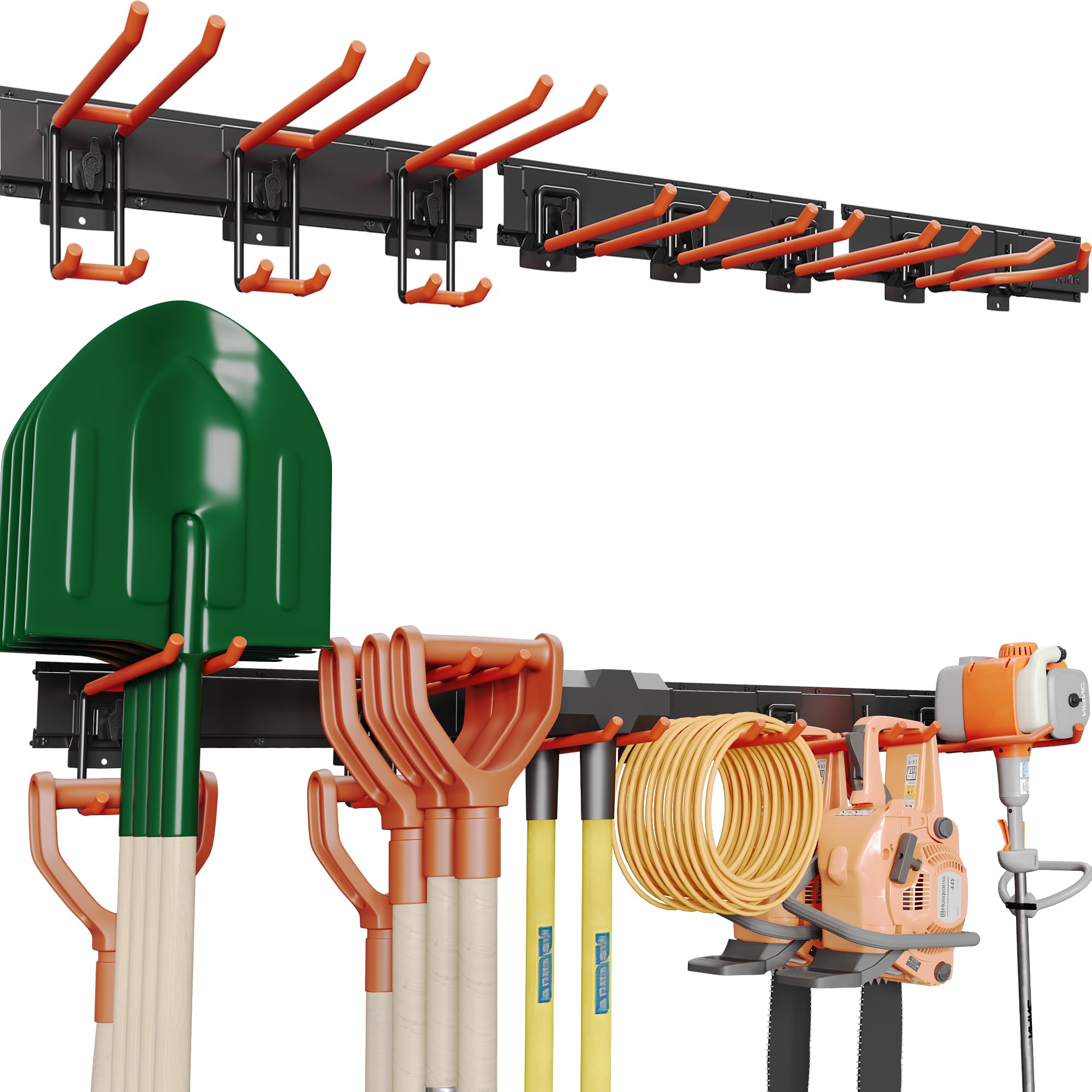 BONTEC Estantería Multifuncional Móvil, Revestimiento Duradero, Carga Máxima 215kg, Ajustable con Botón, Organizador de Herramientas, Panel de Herramientas para Garaje, Oficina y Jardín, Color Naranja