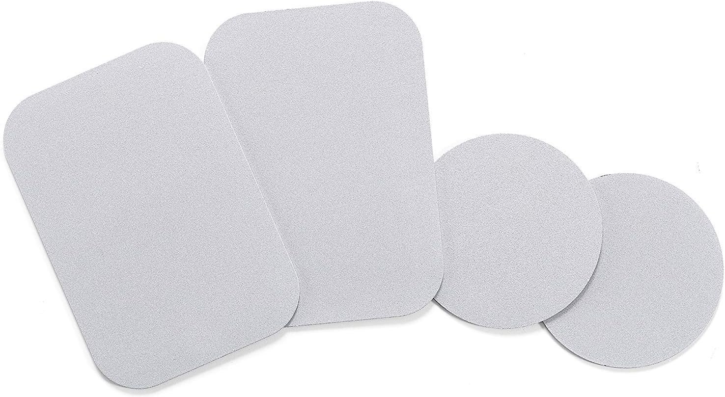WixGear Mount Metal Plate with Adhesive for Magnetic Cradle-Less Mount - X4 Pack 2 Rectangle and 2 Round (Compatible with Magnetic mounts) (Silver)