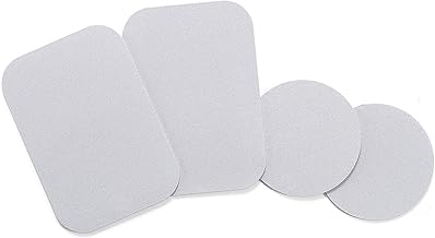 WixGear Mount Metal Plate with Adhesive for Magnetic Cradle-Less Mount -X4 Pack 2 Rectangle and 2 Round (Compatible with WixGear mounts) (Silver)