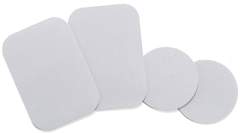 Kit de Placas Metálicas Adesivas WixGear para Suporte Magnético de Celular, 2 Redondas e 2 Retangulares, Prata – WG-Magnetic-plate