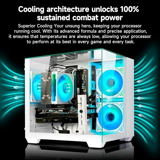 Gaming PC Desktop Computer - Ryzen 5 5600, Radeon RX 6500XT 4GB, 16GB DDR4 RAM, 1TB NVME SSD, Prebuilt Tower Computer (White)