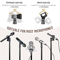 Vista 4 de CAHAYA Soporte de micrófono trípode de doble uso con brazo extensible y pie para micrófono portátil con bolsa de transporte y 2 clips para micrófono