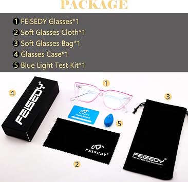 FEISEDY Women Cat Eye Blue Light Blocking Glasse Frame Fake Nerd Clear Square Computer Eyewear Anti Eyestrain B2353