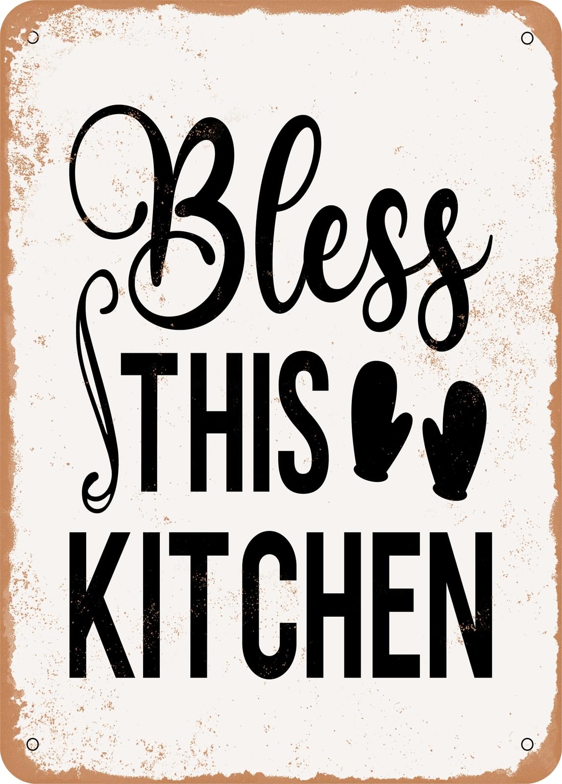 Metal Sign - Bless This Kitchen - Vintage Rusty Look home decor