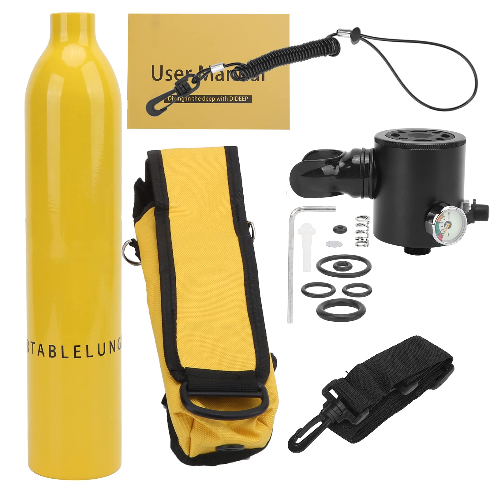 SUNGOOYUE Bouteille D'oxygène sous-Marine, Bouteille D'oxygène de Plongée avec Reniflard de Réservoir de Plongée de 0,5 L avec Sac de Rangement pour Valve Respiratoire